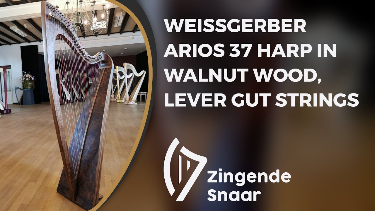 Weissgerber Arios 37 harp in walnut wood, lever gut strings