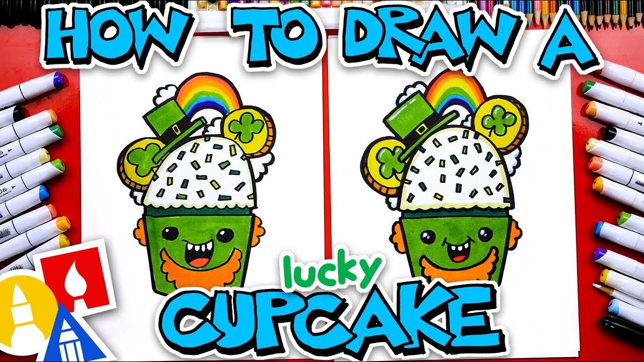 How To Draw A Funny St. Patrick's Day Cupcake