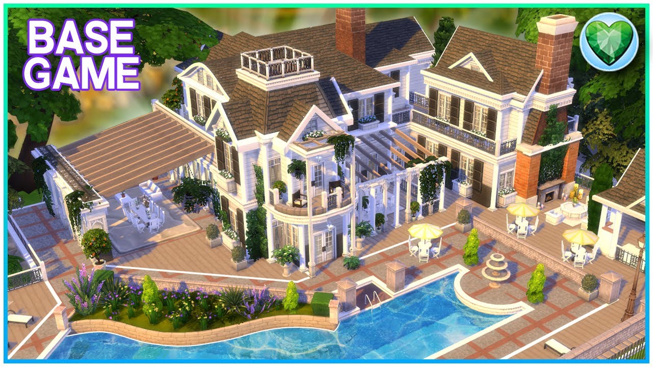 YES, IT'S BASE GAME ONLY! 😍 Base Game Mansion [No CC] - Sims 4 Speed Build | Kate Emerald