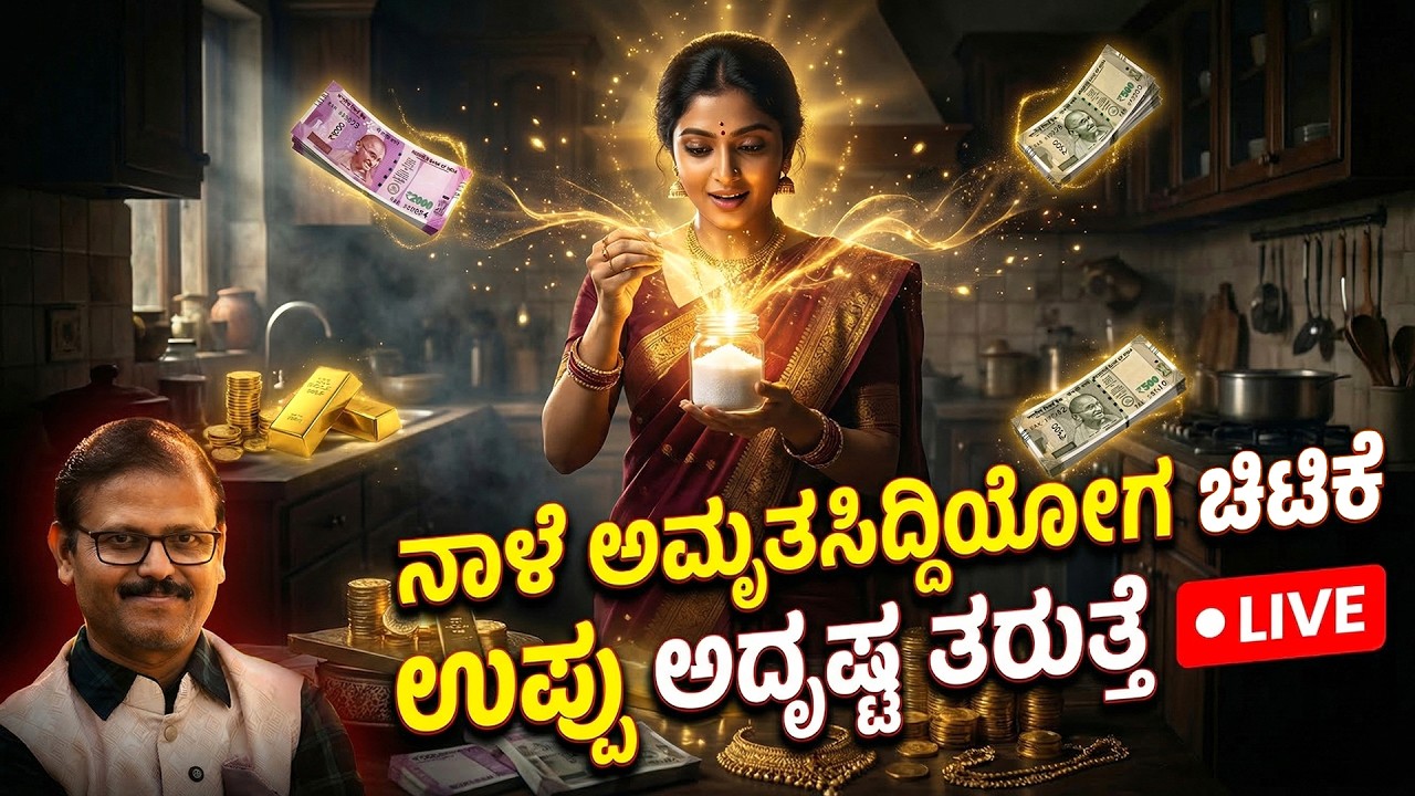 ನಾಳೆ ಅಮೃತಸಿದ್ದಿ ಯೋಗ ಚಿಟಿಕೆಉಪ್ಪು ಹೇಗೆ ಅದೃಷ್ಟ ಬದಲಾಯಿಸುತ್ತೆ ನೀವೆ ಕಣ್ಣಾರೆ ನೋಡಿ LIVE amrut sidhi yoga