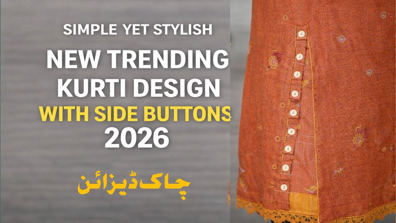 New Trending Side Buttons Kurti Chalk Design 2026|Easy & Stylish Method 