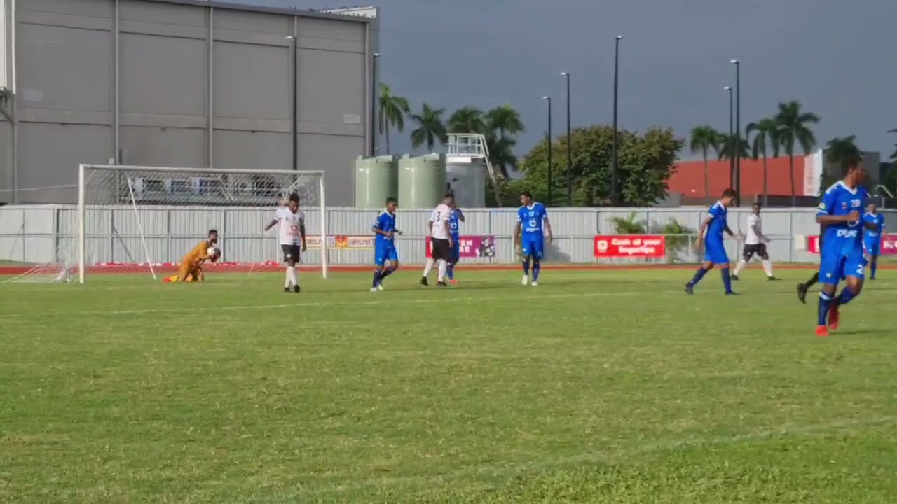 Suva&rsquo;s FC Alex Saniel having an attempt on goal it saved by goalkeeper Beniamino Mateinaqara.
