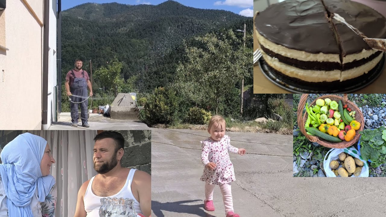 Završili smo betoniranje 💪- Emina spava a Eldis kuha mahune 😆-nama ne može biti dosadno 😁