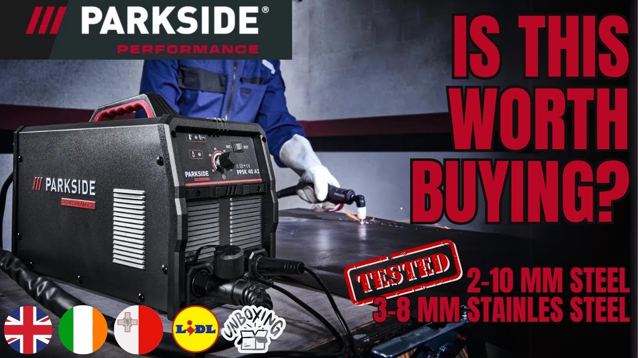 PLASMA CUTTER WITH INTEGRATED COMPRESSOR PARKSIDE PERFORMANCE PPSK 40 A2 UK ENGLISH IRISH LIDL