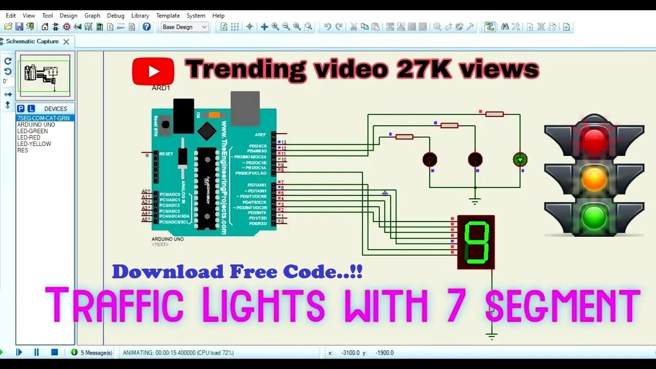 How to make Traffic Lights Using Proteus Simulator | Arduino & 7-Segment Display