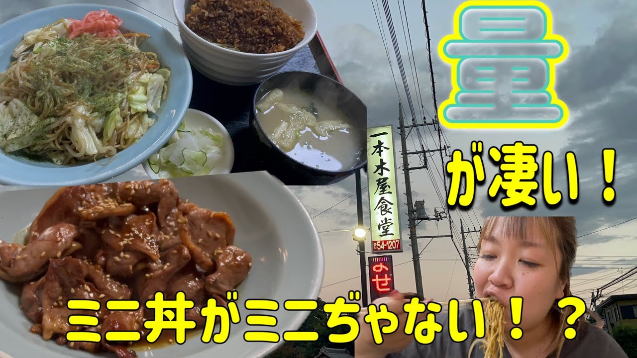 【桐生市】一本木屋食堂💚ミニ丼がミニぢゃない😂さすが！デカ盛り桐生🤔大衆食堂感がいい味出しててたまらない😎🙌コスパ良しのいいお店をご紹介🥴👍サービスドリンクの種類も多くて嬉しい🙂