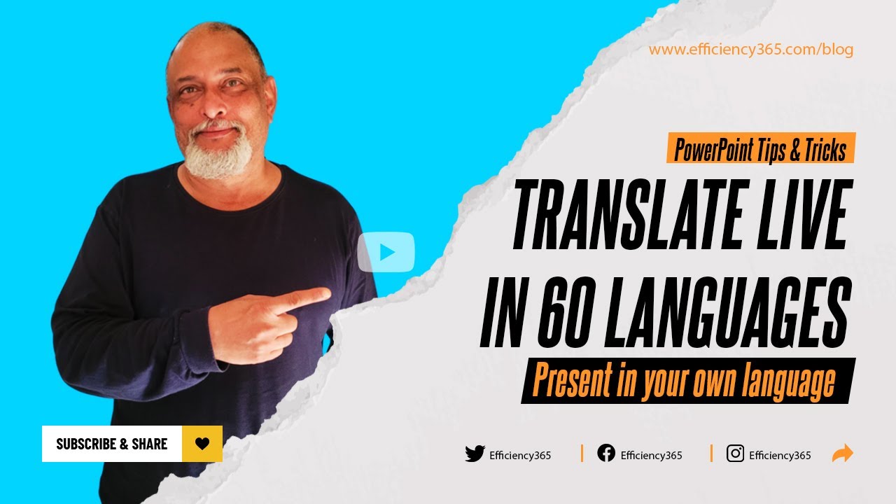 Present #powerpoint in your language - translate #live in 60+ languages | efficiency365