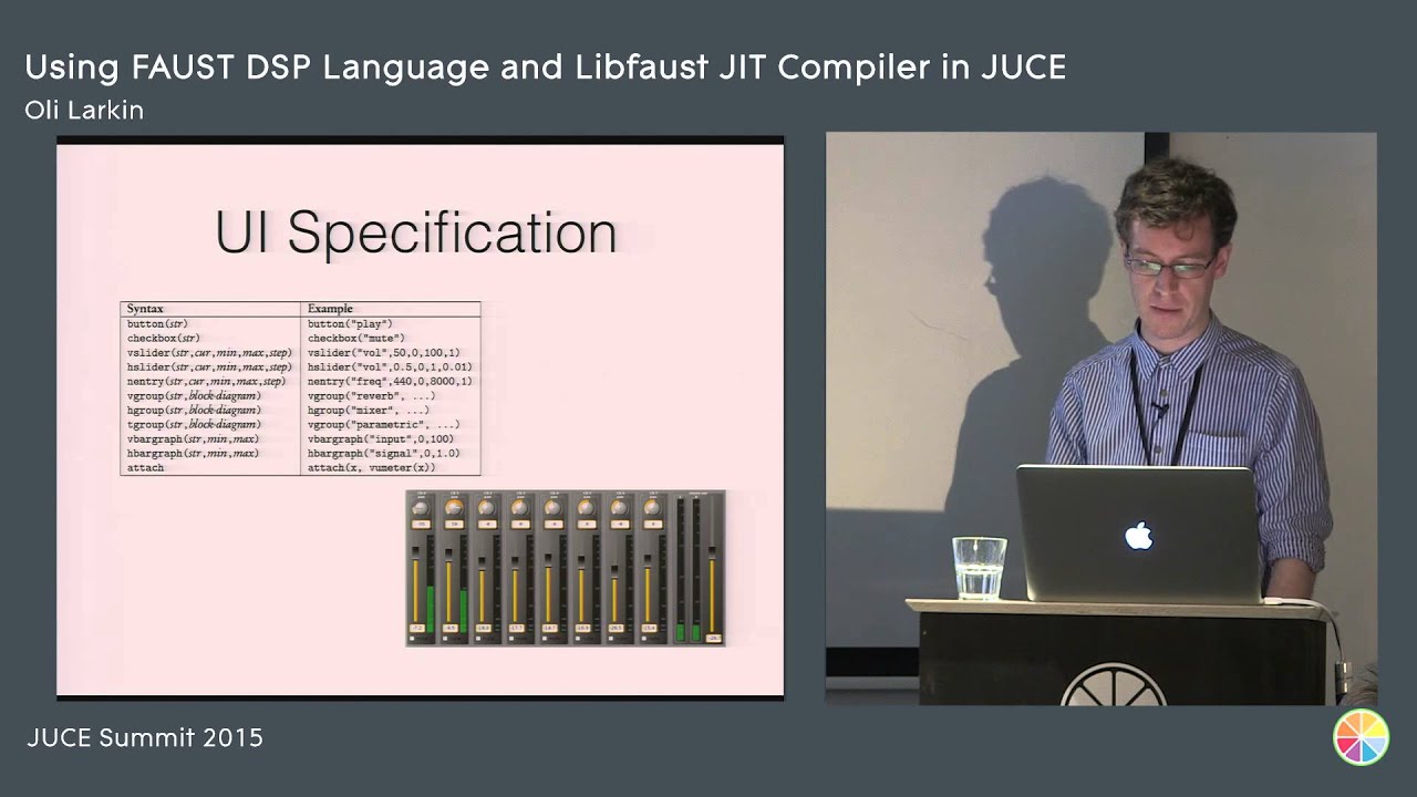 Using the FAUST DSP language and the libfaust JIT compiler with JUCE, Oli Larkin, JUCE Summit 2015