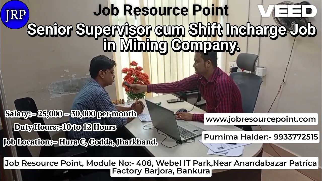 Urgent Hiring Senior Supervisor Cum Shift Incharge Job | Jharkhand |