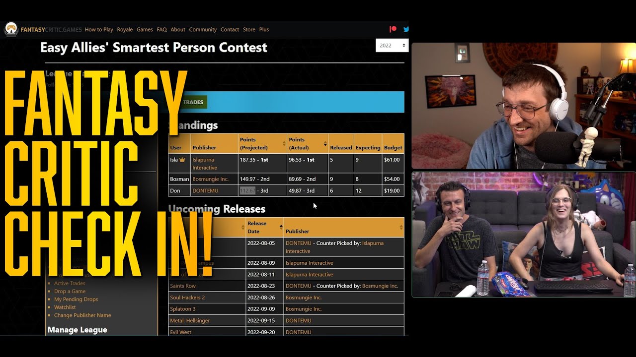 Fantasy Critic League Mid-Year Check In 2022!!!!