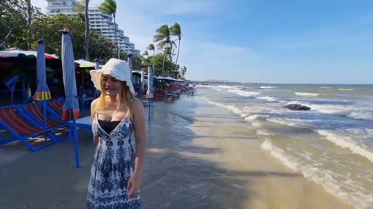 Windy day at Hua Hin beach, Thailand November 2023
