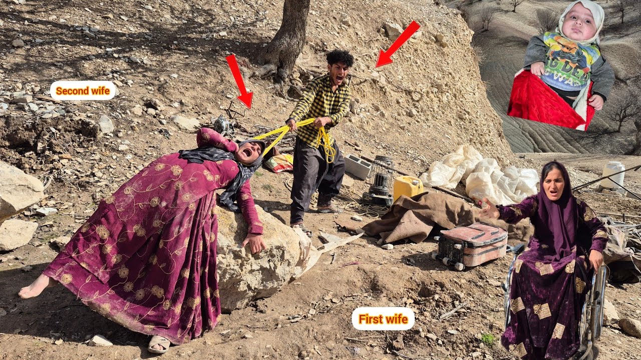 Husband's support for first wife: Husband's anger at second wife's cruel treatment of first wife