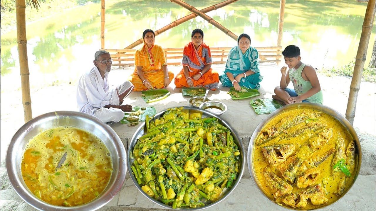 পটলের ডাল,কুমড়ো শাকের ঘন্ট আর চারাপোনা মাছের ঝাল গ্রাম্য পদ্ধতিতে আজকের রান্না || fish curry