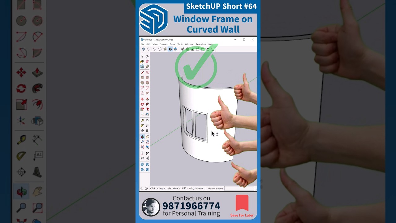 🔷 SketchUp Short - 64, Window Frame on Curved wall