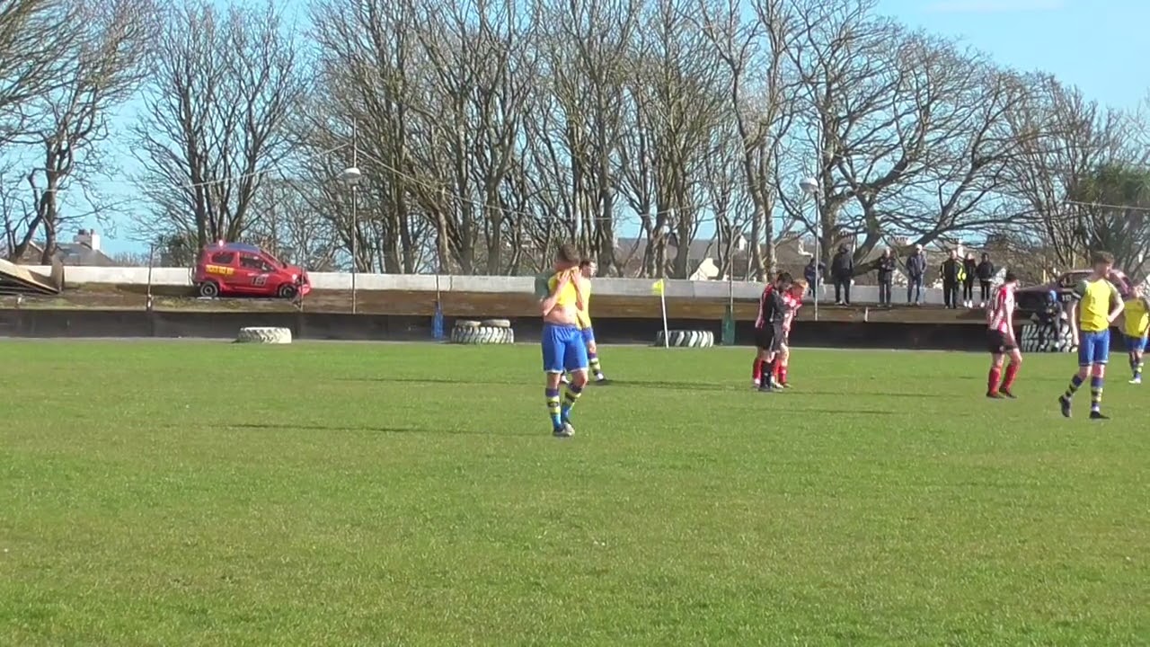 Tomas Brown scores for Peel v Onchan (1-7) 14 March 2026