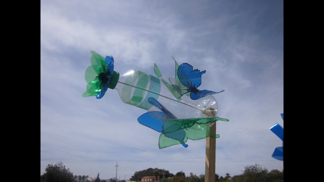 Molinillo de viento original, reciclando botellas de plástico
