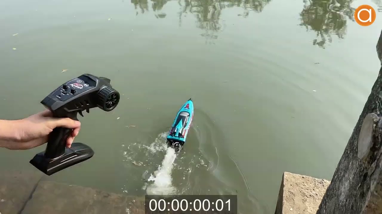 Test tàu cano điều khiển tốc độ cao không chổi than HJ816 Brushless 55km/h  3s 2500mah - Asun.vn