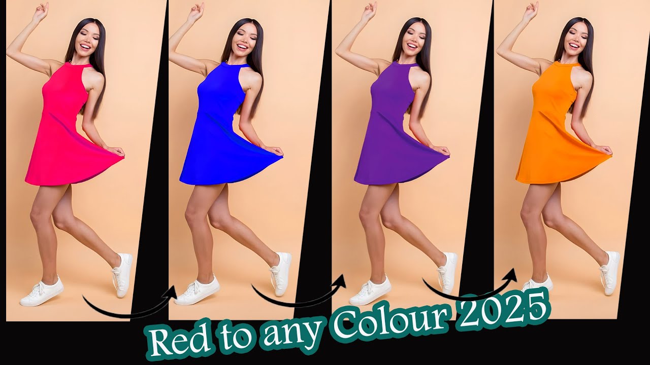 Change color in photoshop to ANYT HING Red to any color 2025 কালো থেকে যে কোন রঙ্গে পোশাক পরিবর্তন