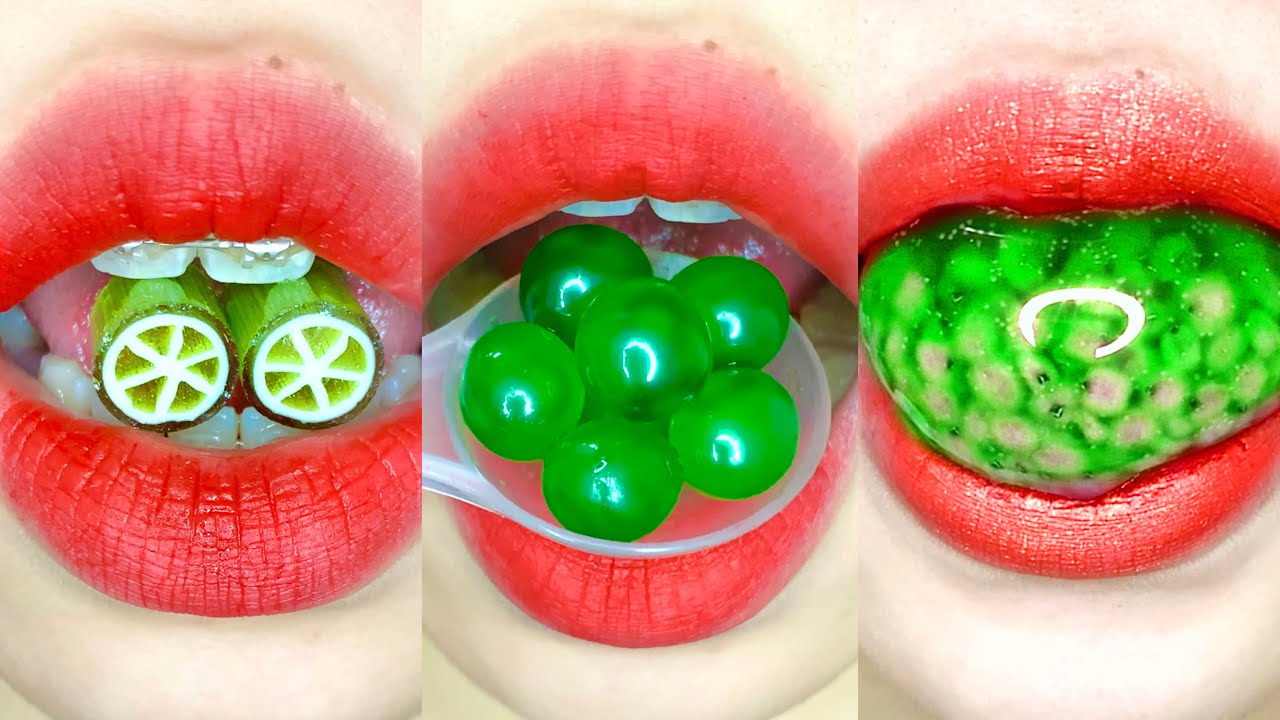 asmr GREEN FOODS eating sounds