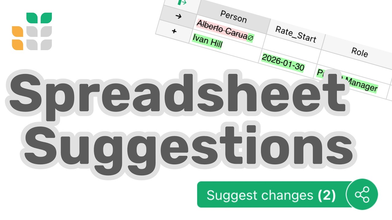 Spreadsheet suggestions in Grist