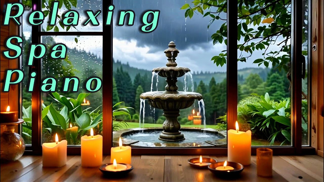 (🔴Live Now) Deep Sleep Piano Music 🌿 Rainy Spa & Flowing Water| 4K Resolution