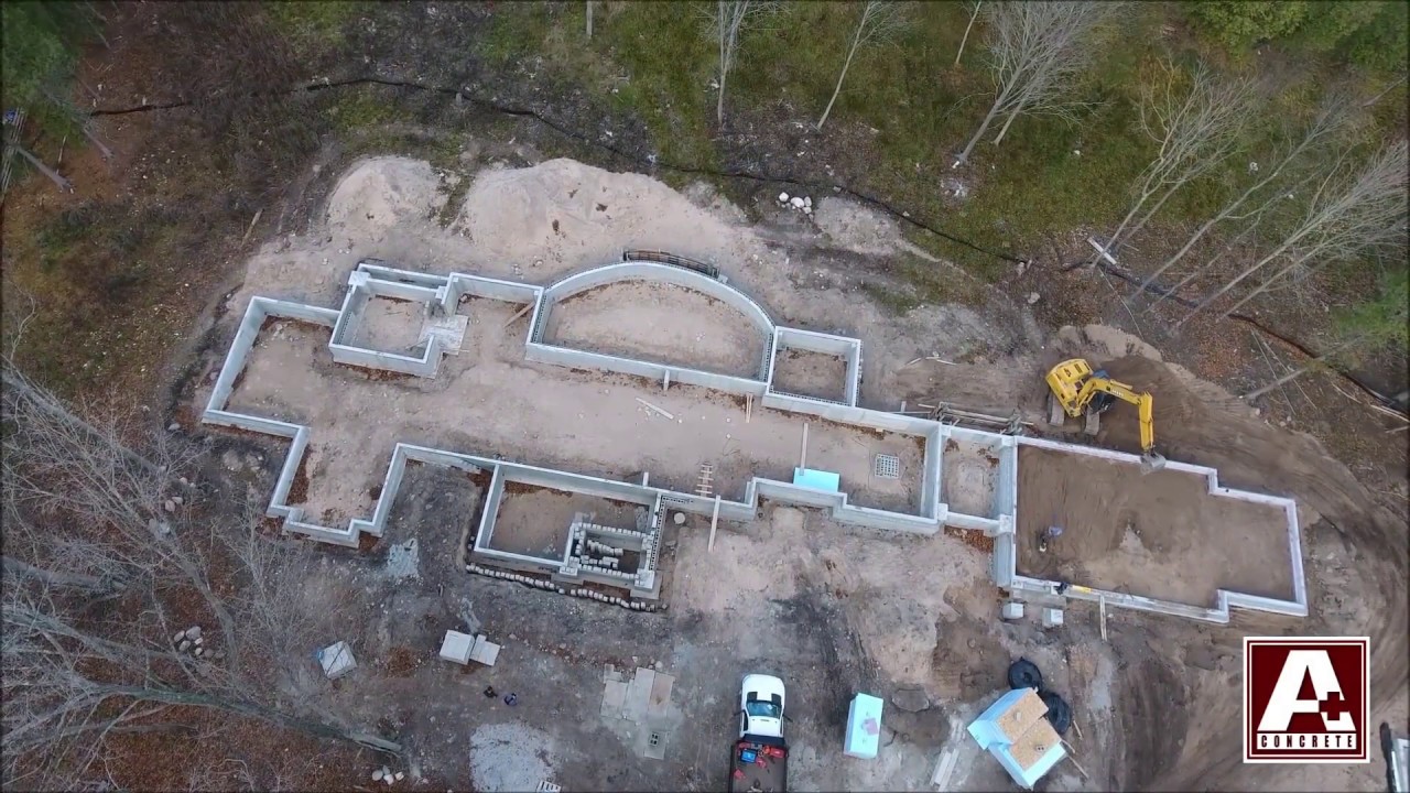 Drone Tour Of Poured Concrete Foundation - A+ Concrete | Traverse City, MI