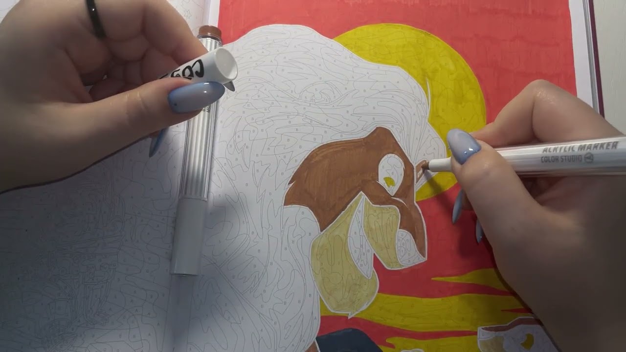 🦁✨Color with me🖌️Hachette Disney coloring book & Languo Acrylic Markers | Page 44 - Mufasa and Simba