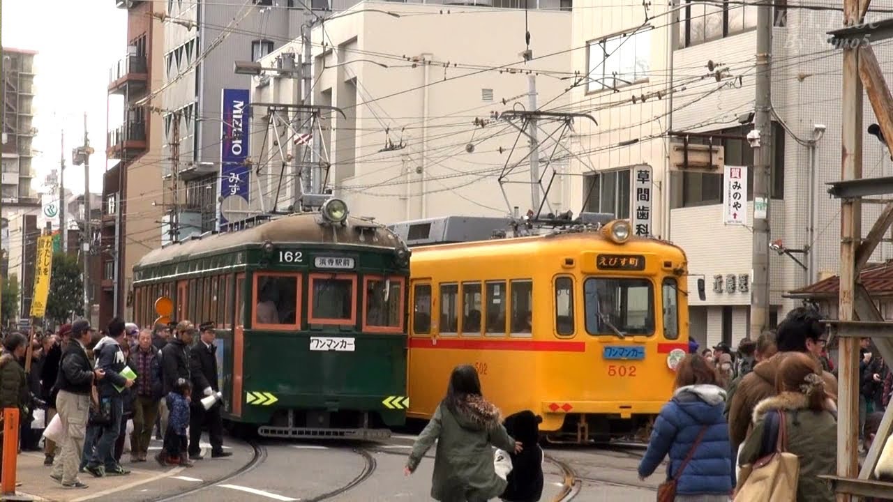 阪堺電軌 住吉大社 初詣輸送が超カオス (2-Jan-2014) 住吉公園電停在りし頃