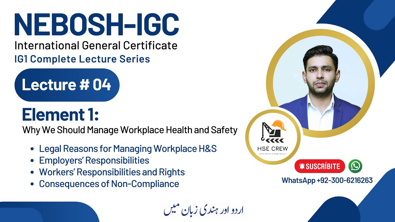 NEBOSH IGC Lecture 4 (Element 1.2) | Regulating Health and Safety