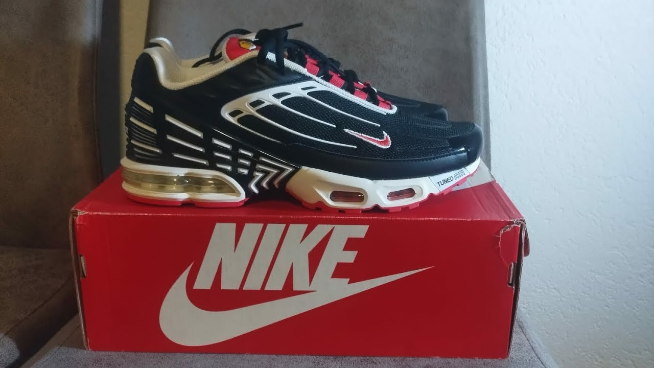 Nike Airmax Plus 3  Black White Track Red Unboxing #nikeairmax #nike #unboxing 🐞💯