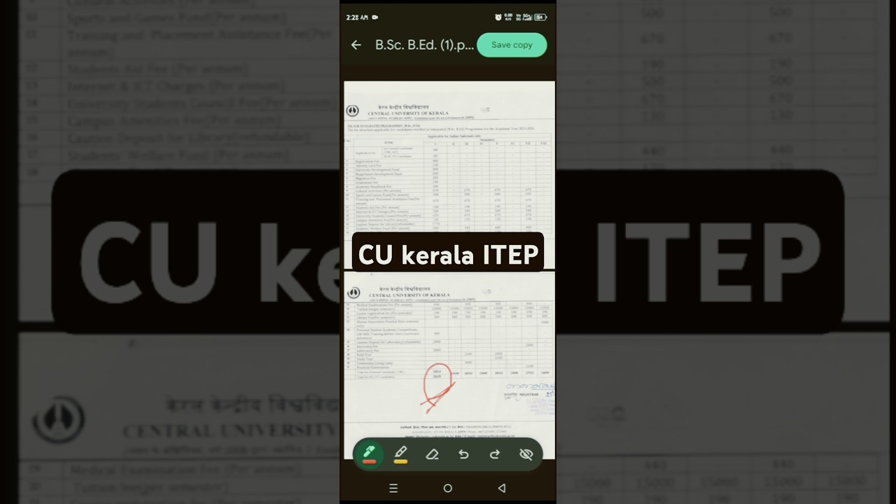 ITEP fees Structure 💵💵Central University Of Kerala