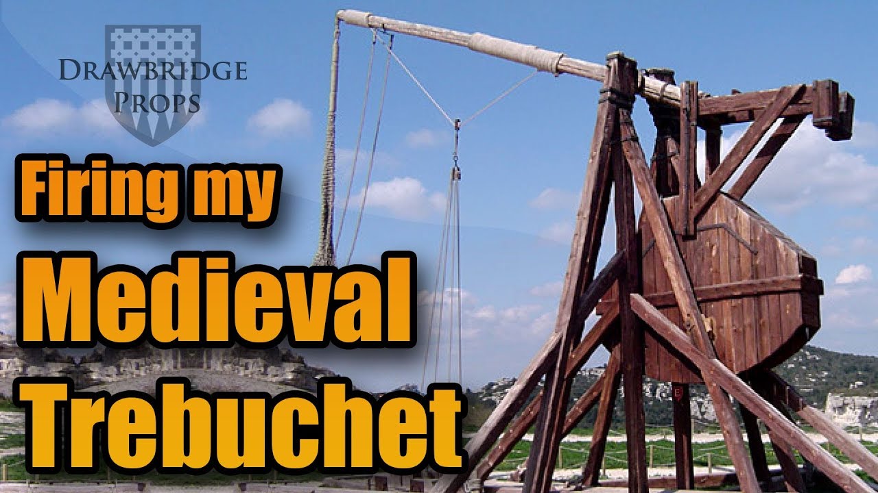 Firing a Replica Medieval Trebuchet - 12 Foot Scale of a French Trebuchet Catapult