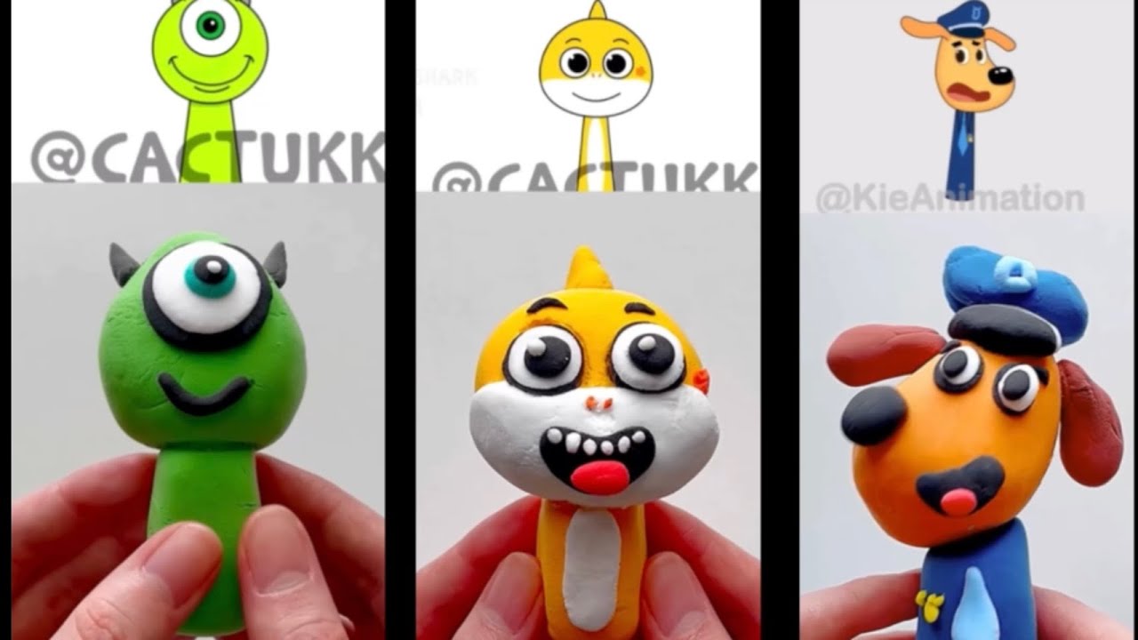 Satisfying Clay with Sprunki OC Baby Shark, Sheriff Labrador, Mike Wazowski