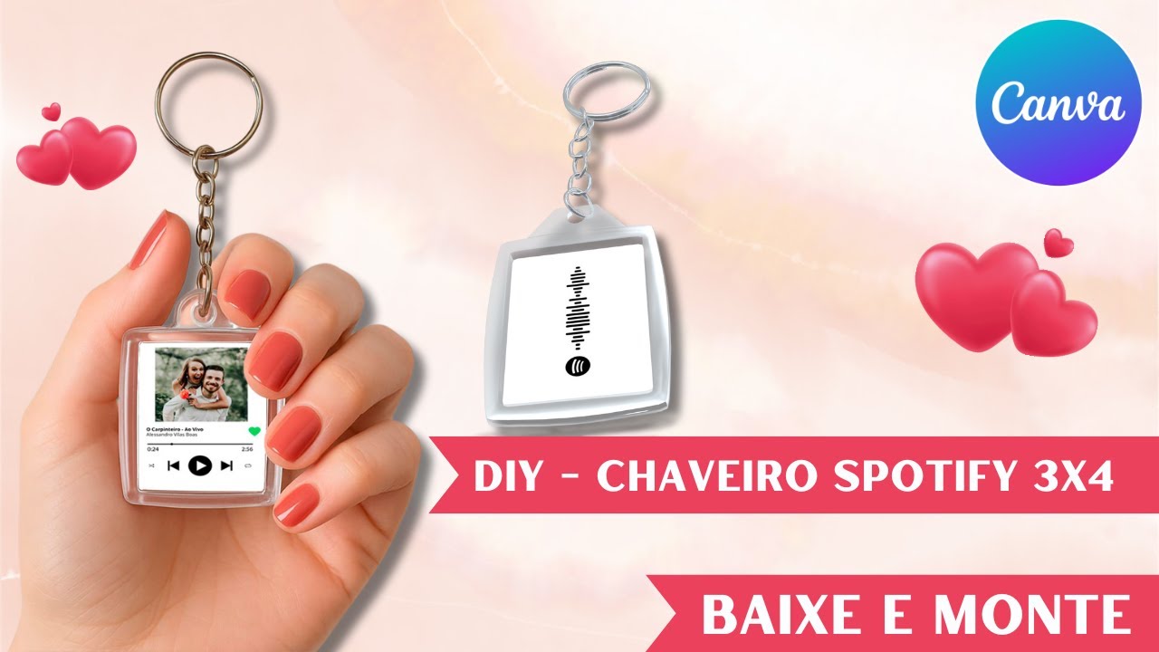 DIY -  CHAVEIRO SPOTIFY 3X4 ACRILICO COM CODIGO USANDO O CANVA.