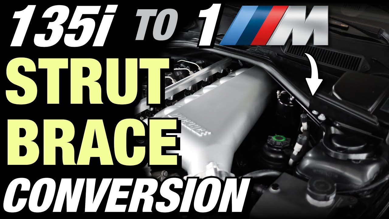 E82 1M STRUT BRACE CONVERSION AND BILLET OIL FILTER CAP.