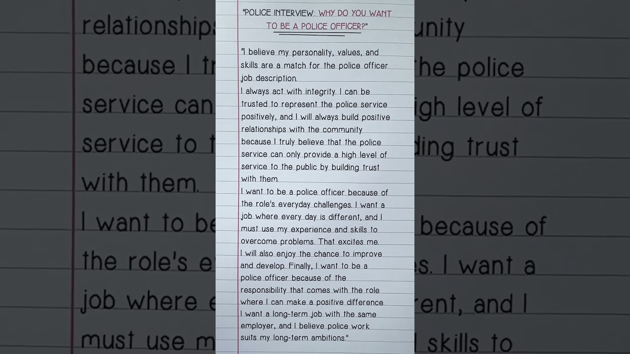 POLICE INTERVIEW: WHY DO YOU WANT TO BE A POLICE OFFICER? INTERVIEW QUESTION AND ANSWER #shorts