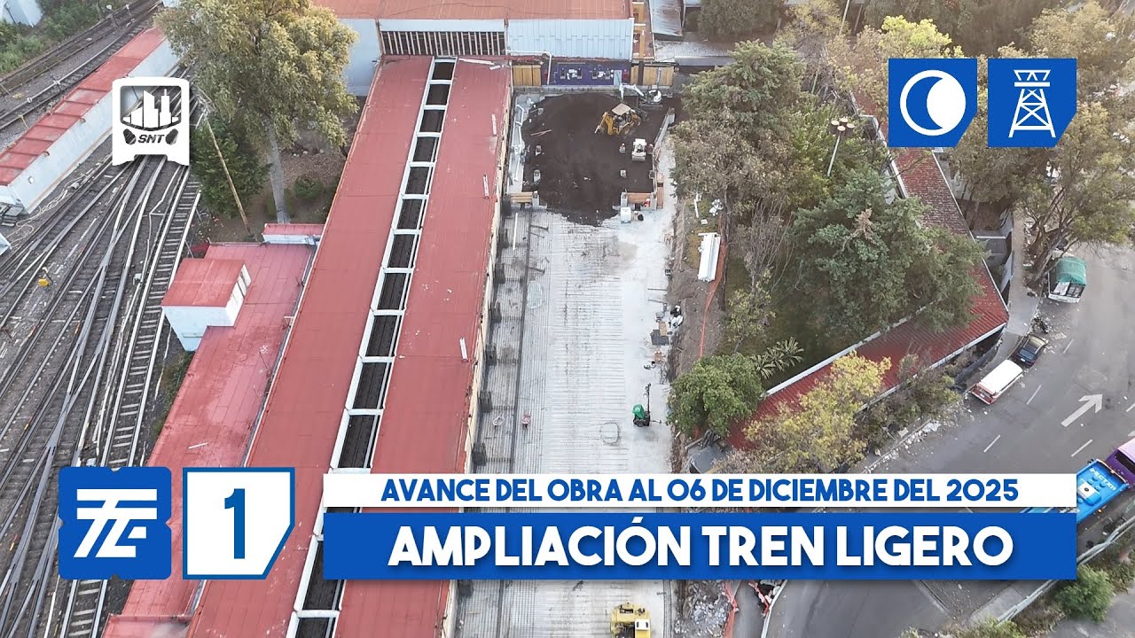 Tren Ligero CDMX Línea 1, Ampliación Terminal Taxqueña. 3° Avance de obra al 06-12-2025
