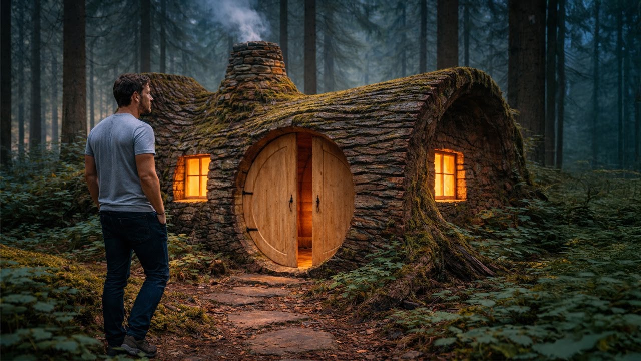 Found a Giant Tree in the Forest and Started Building a Home Inside It | ASMR