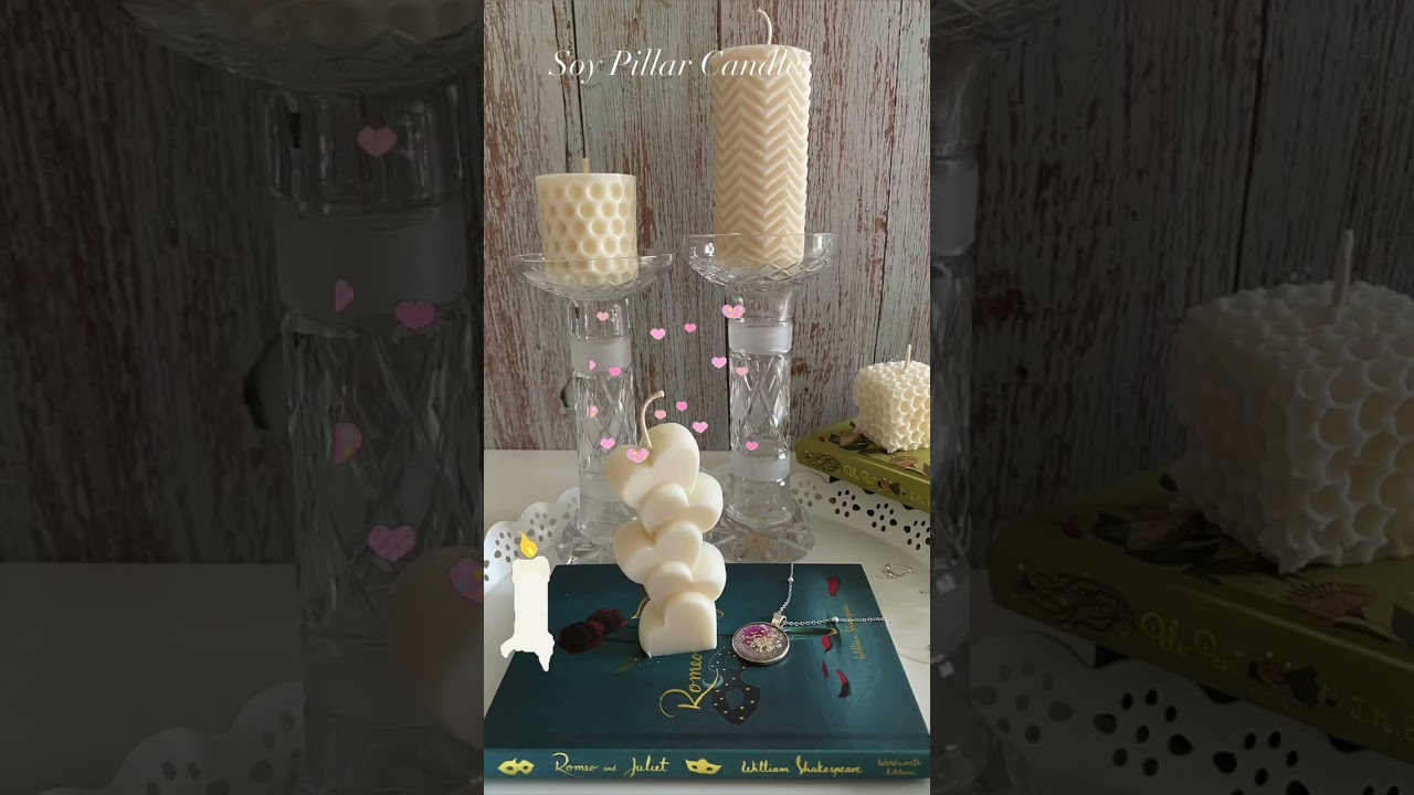 Soy Pillar Candles#whitecandle #vegancandle #cottonwick #3dcandles#handpoured