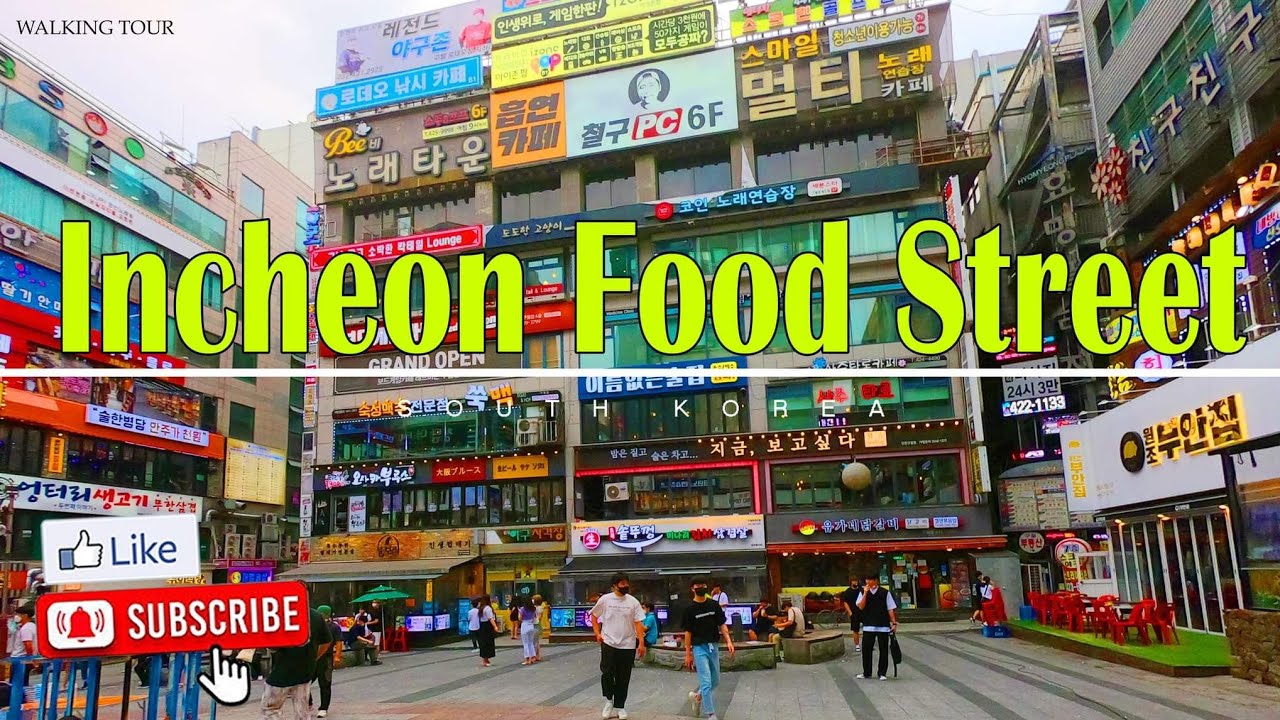 Walking Tour around Incheon🇰🇷 Food street II South Korea july 10,2021