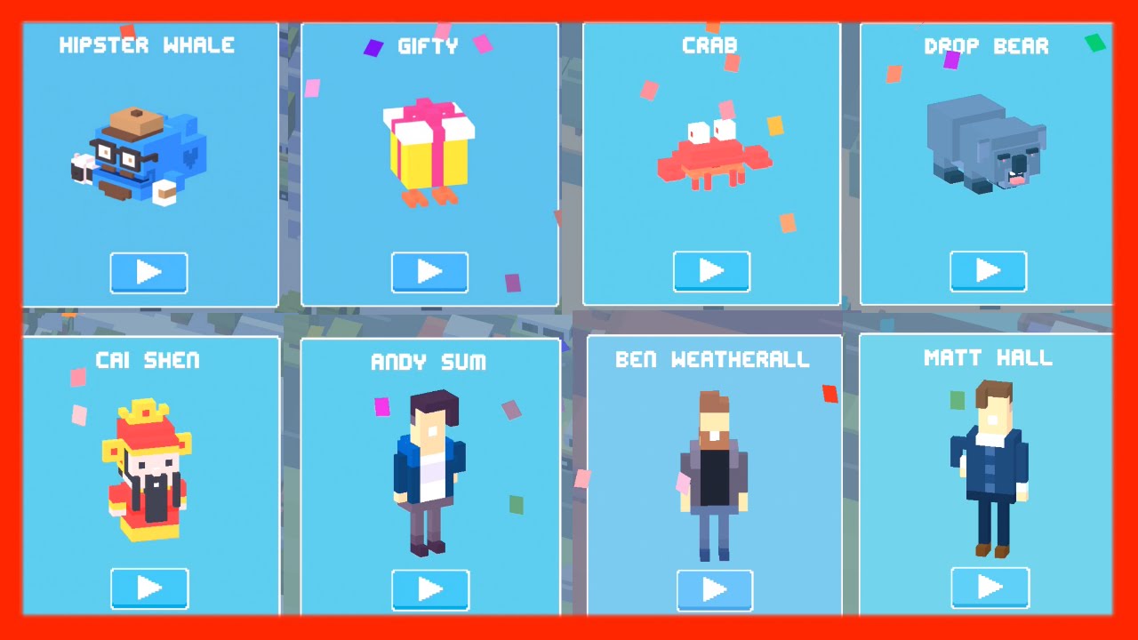Unlock ☆ Original 8 ☆ Mystery Characters Crossy Road. From ✿ Hipster Whale ✿ to ☆ Cai Shen ☆