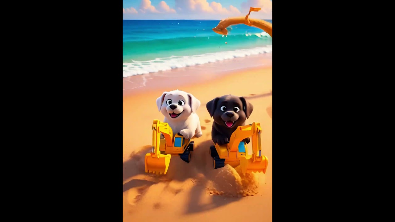 Labrador Chichi Playing sand with friend 