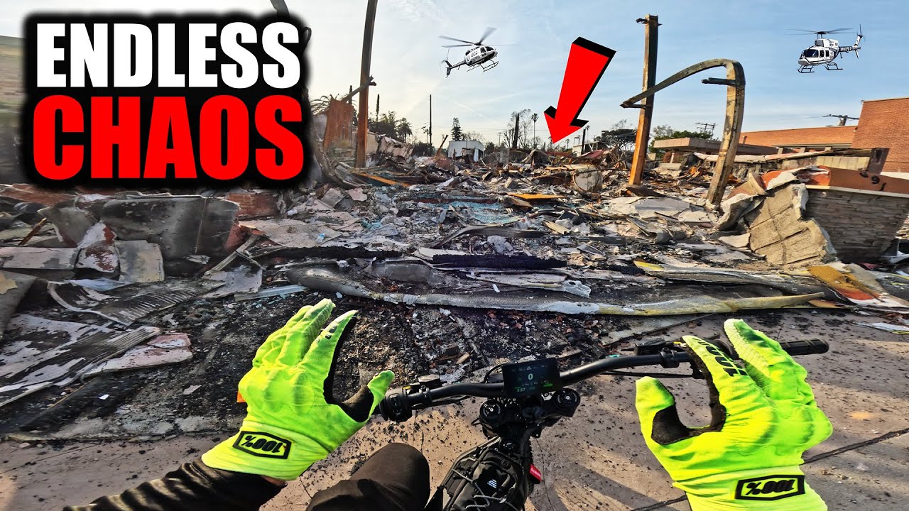 RIDING IN THE DISASTER ZONES AFTERMATH OF LA WILDFIRES.. *FOOTAGE*