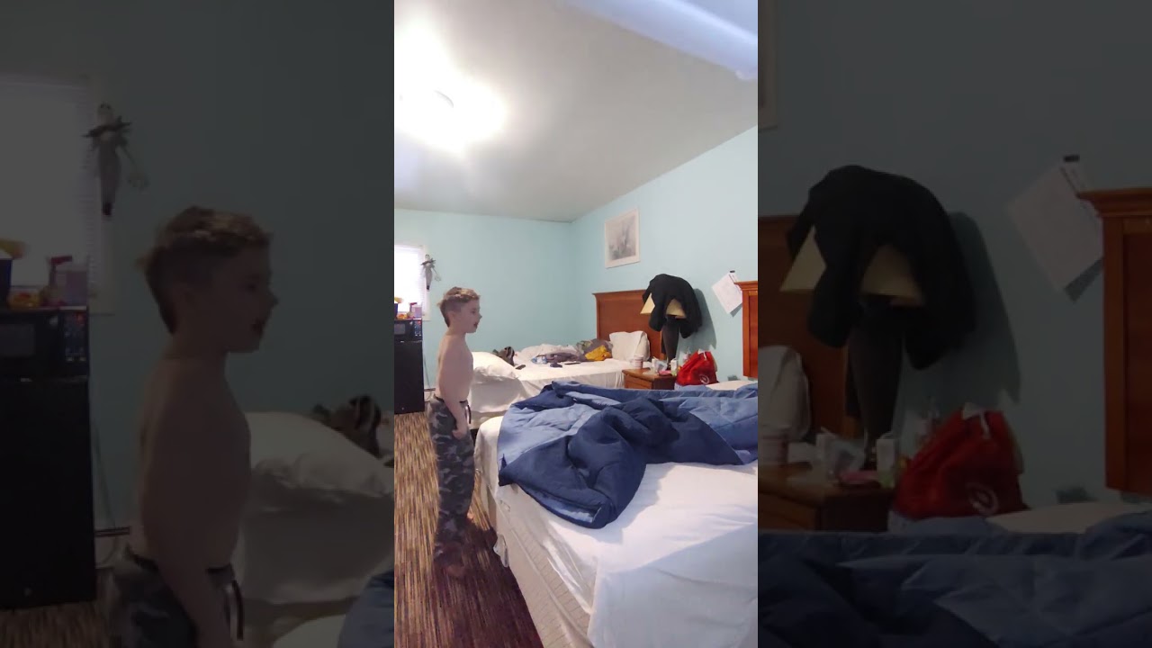 Chilling with my boy making the beds