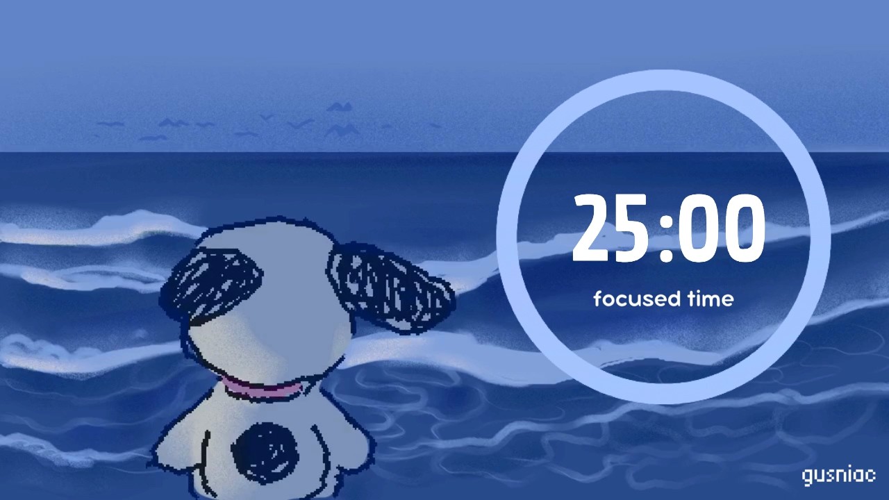 Study With Me | Snoopy Pomodoro 25/5 x 4 | Ocean, Lofi, No Mid Ads