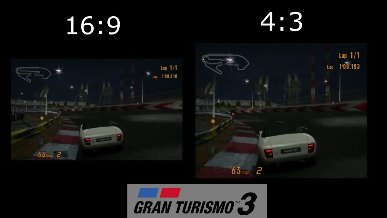 Gran Turismo 3 A-Spec PS2: Aspect Ratio 4:3 vs 16:9