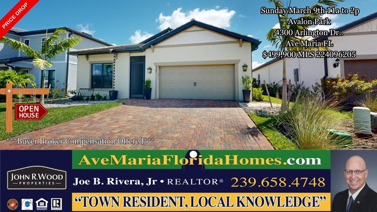 *Open House/Price Drop* Sunday March 9th 11a to 2p|Avalon Park at Ave Maria FL | 4300 Arlington Dr.