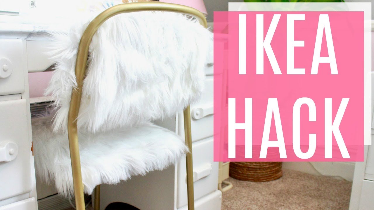 DIY FUR & GOLD CHAIR // IKEA HACK