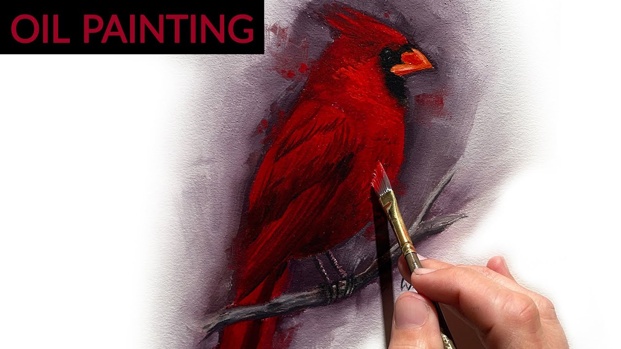 Oil Painting Time Lapse - Red Cardinal