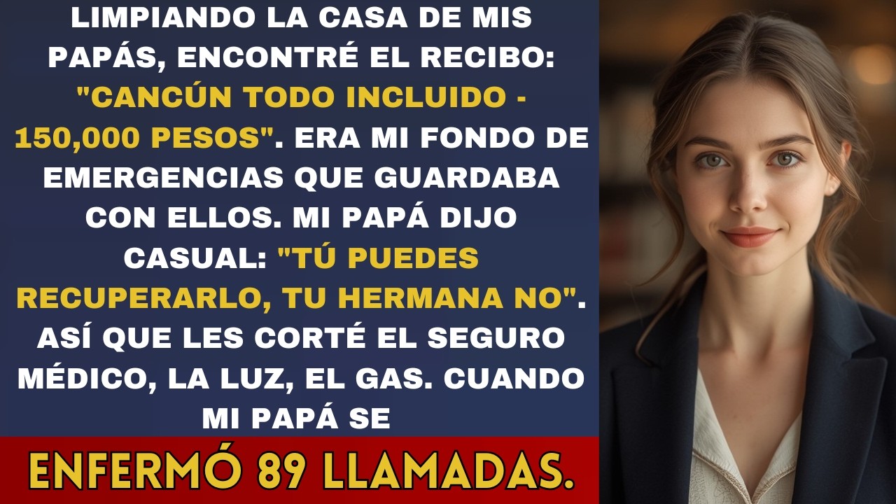 Encontré el recibo del viaje a Cancún de mi hermana_ 150 mil pesos_ era mi fondo para